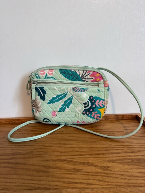 Vera Bradley Handbags - Vera Bradley Mint Floral Quilted Crossbody with Teal & Pink Accents